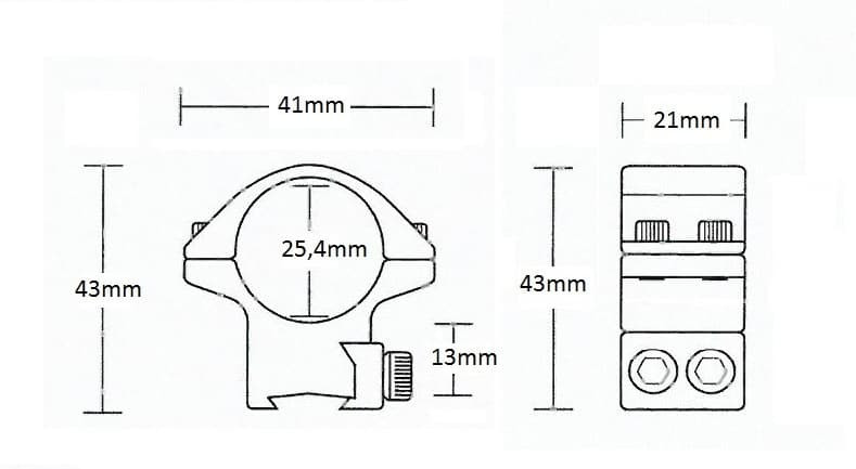 Montáž Hawke Match, dvojdielna, (priemer oka 25,4 mm), 9-11 mm, stredná