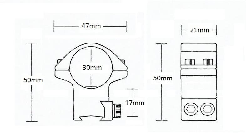 Montáž Hawke Match, dvojdielna, (priemer oka 30 mm), 9-11 mm, vysoká
